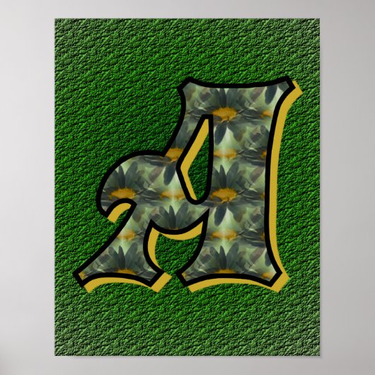 Monogramm Anfangsbuchstabe A Gänseblümchen Blumen Poster (Vorne)