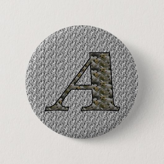 Monogramm Anfangsbuchstabe A Hortensien Blumen Button (Vorderseite)