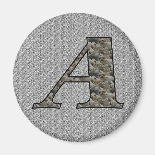 Monogramm Anfangsbuchstabe A Hortensienblüten Magnet (Vorne)