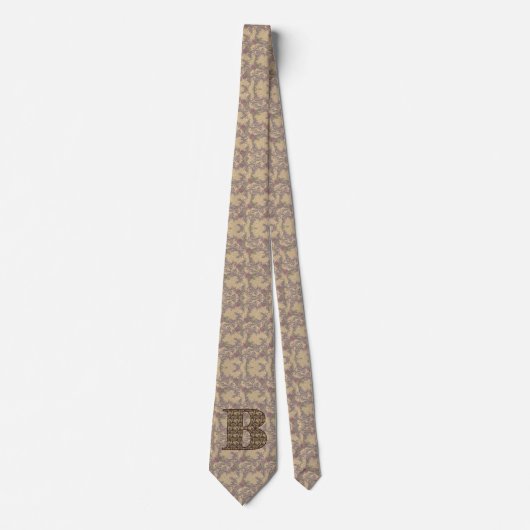 Monogramm Anfangsbuchstabe B Elegant Vintage Blume Krawatte (Vorderseite)