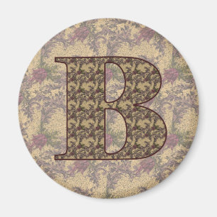 Monogramm Anfangsbuchstabe B Elegant Vintage Blume Magnet