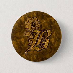 Monogramm Anfangsbuchstabe B Elegante Gold-Pfingst Button