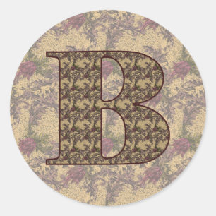 Monogramm Anfangsbuchstabe B Elegantes Vintage-Blu Runder Aufkleber
