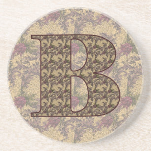 Monogramm Anfangsbuchstabe B Elegantes Vintage-Blu Sandstein Untersetzer