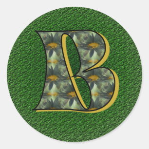 Monogramm Anfangsbuchstabe B Gänseblümchen Blumen  Runder Aufkleber