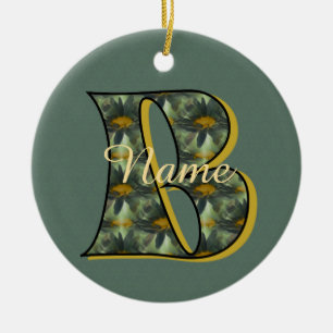 Monogramm Anfangsbuchstabe B Gänseblümchen Floral Keramik Ornament