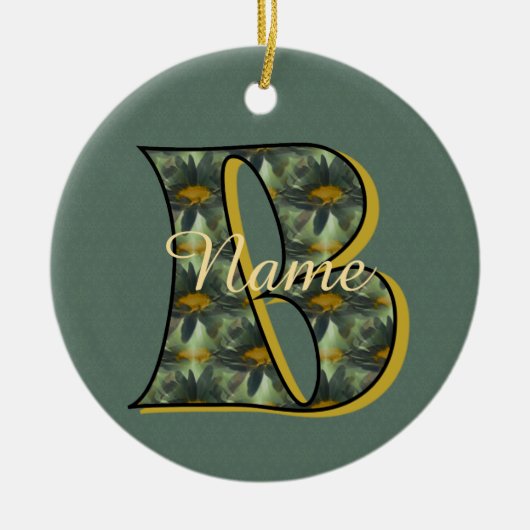 Monogramm Anfangsbuchstabe B Gänseblümchen Floral  Keramik Ornament (Vorne)