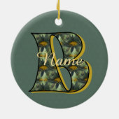 Monogramm Anfangsbuchstabe B Gänseblümchen Floral  Keramik Ornament (Hinten)