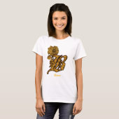 Monogramm Anfangsbuchstabe B Gold-Pfingstrose Pers T-Shirt (Vorne ganz)
