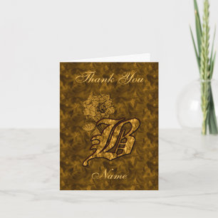 Monogramm Anfangsbuchstabe B Gold Satin Pfingstros Dankeskarte