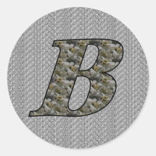 Monogramm Anfangsbuchstabe B Hortensienblüten Runder Aufkleber