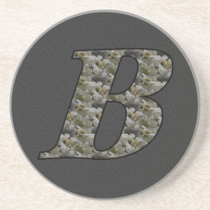 Monogramm Anfangsbuchstabe B Hortensienblüten Sandstein Untersetzer