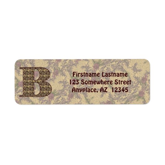Monogramm Anfangsbuchstabe B Vintage Blumen Rückse (Vorne)