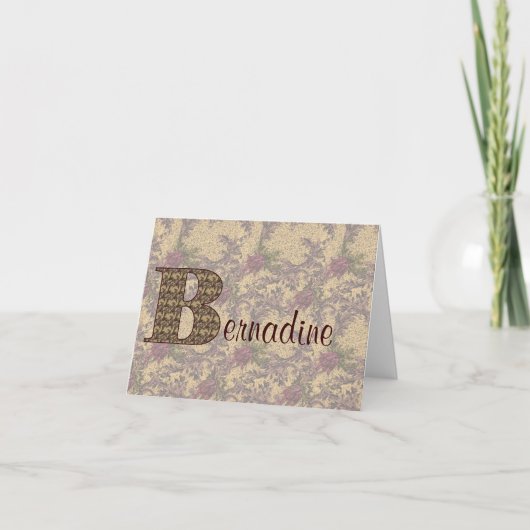 Monogramm Anfangsbuchstabe B Vintage-Blumenmuster  Dankeskarte (Vorderseite)