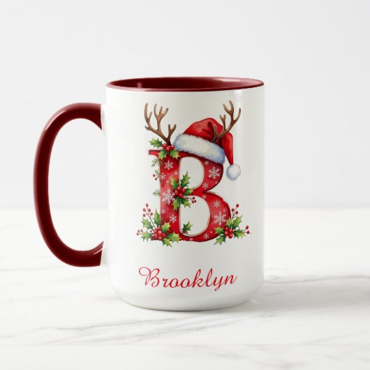 Monogramm Anfangsbuchstabe B Weihnachtsmann Frohe Tasse (Links)