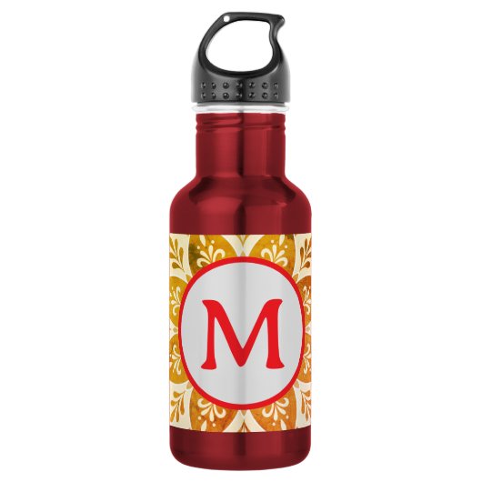 Monogramm Anfangsbuchstabe Boho Mandala Edelstahlflasche (Vorderseite)