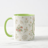 Monogramm-Anfangsbuchstabe Boho Weide & Erdbeeren  Tasse (Links)