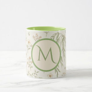 Monogramm-Anfangsbuchstabe Boho Weide & Erdbeeren  Tasse