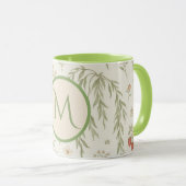 Monogramm-Anfangsbuchstabe Boho Weide & Erdbeeren  Tasse (VorderseiteRechts)