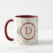 Monogramm Anfangsbuchstabe Boho Weide & Erdbeeren  Tasse (Links)