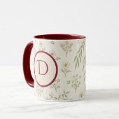 Monogramm Anfangsbuchstabe Boho Weide & Erdbeeren  Tasse (Vorderseite Links)