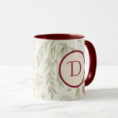 Monogramm Anfangsbuchstabe Boho Weide & Erdbeeren  Tasse (VorderseiteRechts)