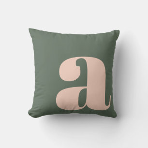 Monogramm Anfangsbuchstabe Bold Earthy Pink Grün  Kissen