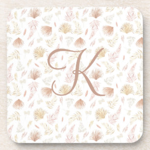 Monogramm Anfangsbuchstabe Botanische Rose Gold Br Getränkeuntersetzer