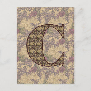 Monogramm Anfangsbuchstabe C Elegant Vintage Blume Postkarte