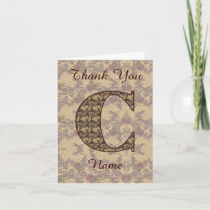 Monogramm Anfangsbuchstabe C Elegant Vintage Flora Dankeskarte
