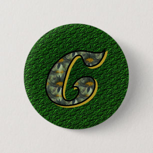 Monogramm Anfangsbuchstabe C Gänseblümchen Blumen  Button