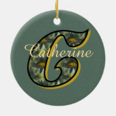 Monogramm Anfangsbuchstabe C Gänseblümchen Floral  Keramik Ornament (Hinten)