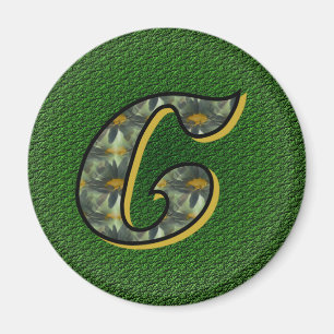 Monogramm Anfangsbuchstabe C Gänseblümchen Florale Magnet