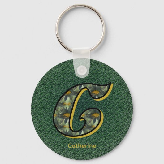 Monogramm Anfangsbuchstabe C Gänseblümchen Kunst P Schlüsselanhänger (Vorderseite)