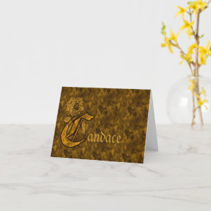 Monogramm Anfangsbuchstabe C Gold-Pfingstrose Pers Karte