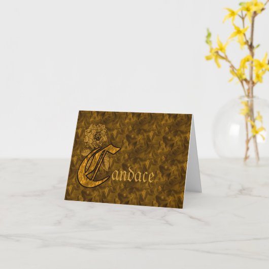 Monogramm Anfangsbuchstabe C Gold-Pfingstrose Pers Karte (Gelbe Blume)