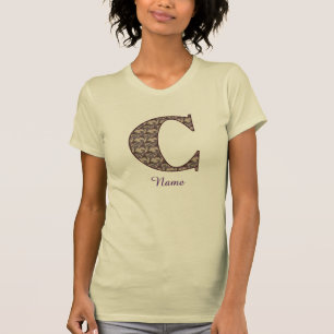 Monogramm Anfangsbuchstabe C Vintage-Blumenmuster T-Shirt
