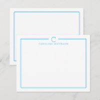 Monogramm Anfangsbuchstabe Casual Himmelblau Rand 