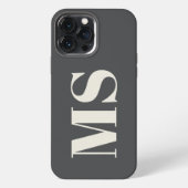 Monogramm-Anfangsbuchstabe creme und grau iPhone Hülle (Rückseite)