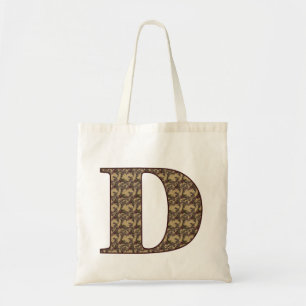 Monogramm Anfangsbuchstabe D Elegant Vintage Blume Tragetasche