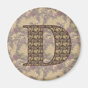 Monogramm Anfangsbuchstabe D Elegant Vintage flora Magnet