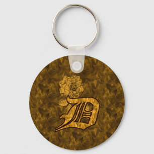 Monogramm Anfangsbuchstabe D Elegante Gold-Pfingst Schlüsselanhänger