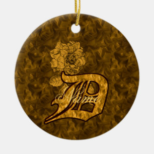 Monogramm Anfangsbuchstabe D Elegantes Gold-Pfings Keramik Ornament