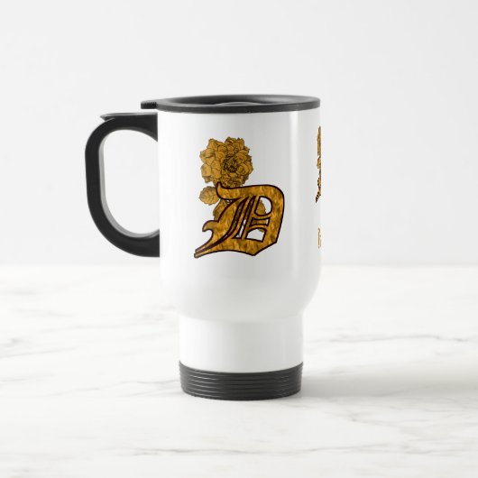 Monogramm Anfangsbuchstabe D Elegantes Gold Pfings Reisebecher (Links)