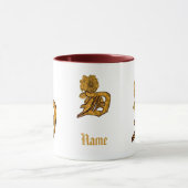 Monogramm Anfangsbuchstabe D Elegantes Gold Pfings Tasse (Zentrum)