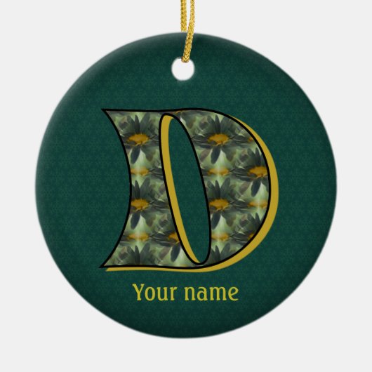 Monogramm Anfangsbuchstabe D Gänseblümchen Blumen Keramik Ornament (Vorne)