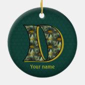 Monogramm Anfangsbuchstabe D Gänseblümchen Blumen Keramik Ornament (Hinten)