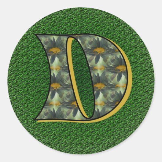 Monogramm Anfangsbuchstabe D Gänseblümchen Blumen Runder Aufkleber (Vorderseite)