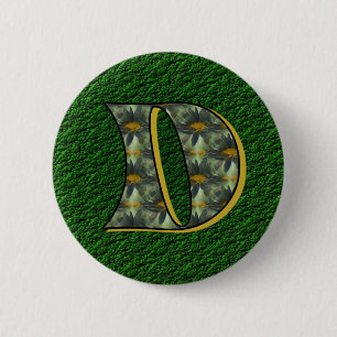 Monogramm Anfangsbuchstabe D Gänseblümchen Kunst Button