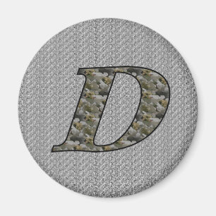 Monogramm Anfangsbuchstabe D Hortensienblüten Magnet